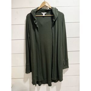 Athleta Harmony Pose Wrap Aspen Olive Open Front Cardigan Ribbed Size S